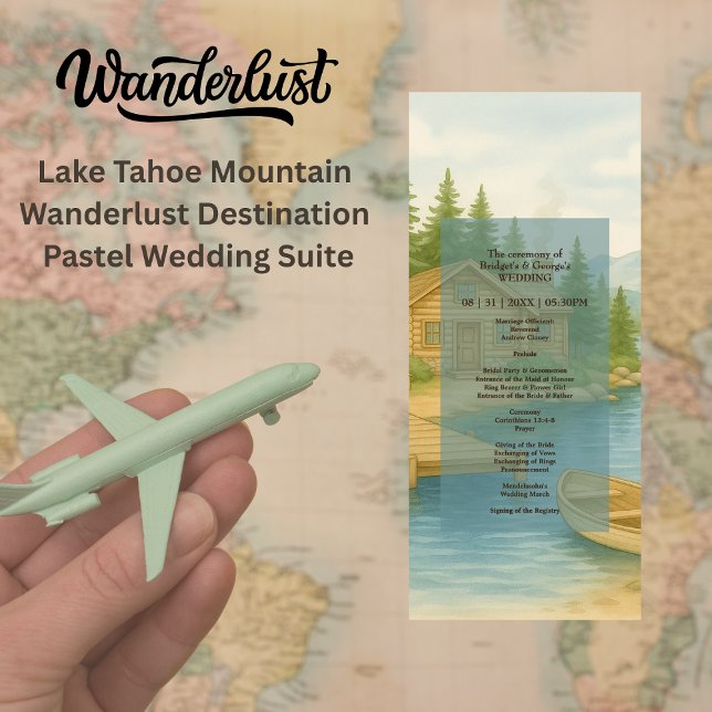 Sjö Tahoe Mountain Rustic Wedding Glow Program (Skapare uppladdad)