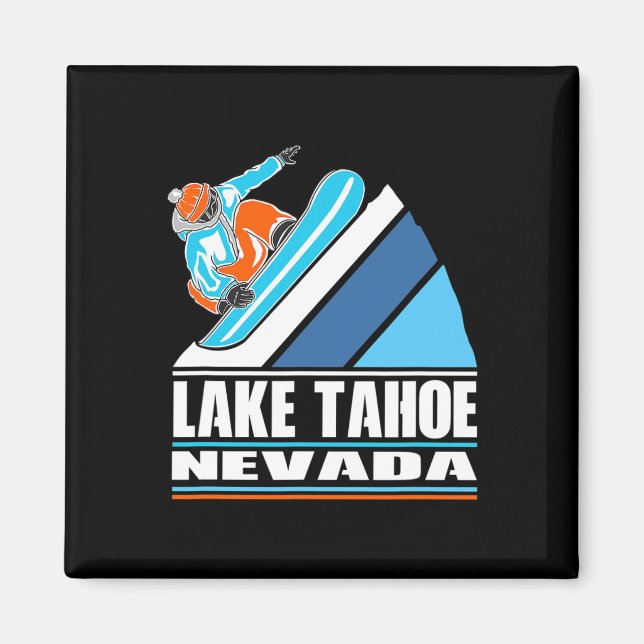 Sjö Tahoe Nevada - Vintage Snowboarder Magnet (Framsidan)
