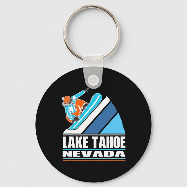 Sjö Tahoe Nevada - Vintage Snowboarder Nyckelring (Framsida)