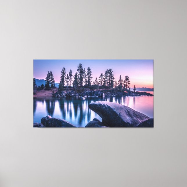 sjö tahoe sandstrand nevada vid solnedgång canvastryck (Framsida)