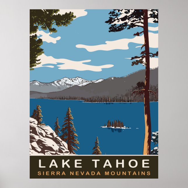Sjö Tahoe, Sierra Nevada-bergen, Travel Poster (Framsidan)