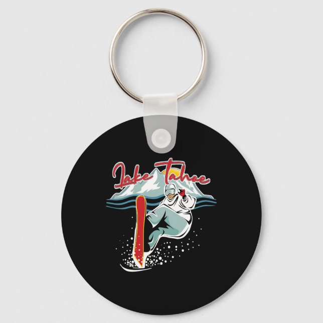Sjö Tahoe Sierra Nevada California Snowboarding S Nyckelring (Framsida)