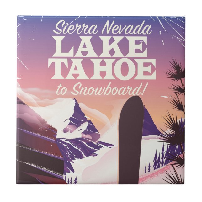 Sjö Tahoe Sierra Nevada USA Snowboarding poster Kakelplatta (Framsidan)