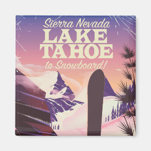 Sjö Tahoe Sierra Nevada USA Snowboarding poster Magnet