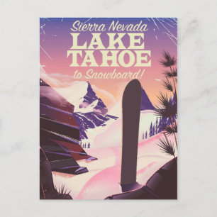 Sjö Tahoe Sierra Nevada USA Snowboarding poster Vykort