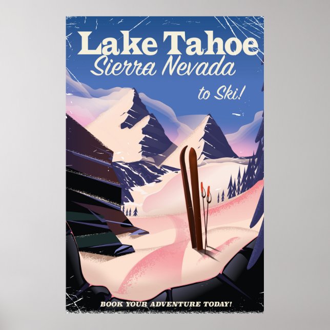 Sjö Tahoe Sierra nevada vintage ski poster (Framsidan)