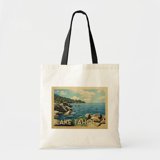 Sjö Tahoe Tote Bag Vintage resor Tygkasse (Framsidan)