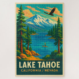 Sjö Tahoe Vintage resor (Grönt) Poster Pussel