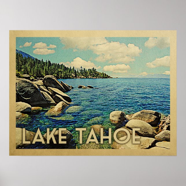Sjö Tahoe Vintage resor Poster (Framsidan)