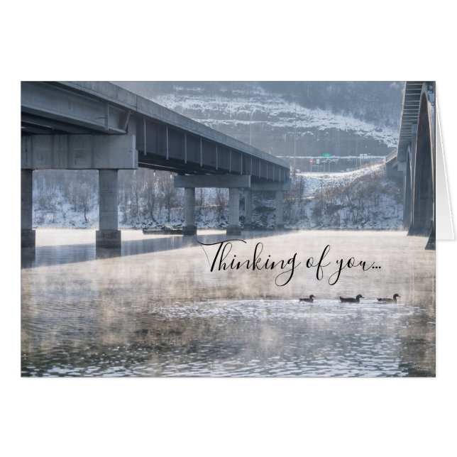Sjö Taneycomo Foggy Winter FishCard OBS Kort (Framsidan Horizontal)