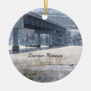 Sjö Taneycomo Foggy Winter Fishing Ornament