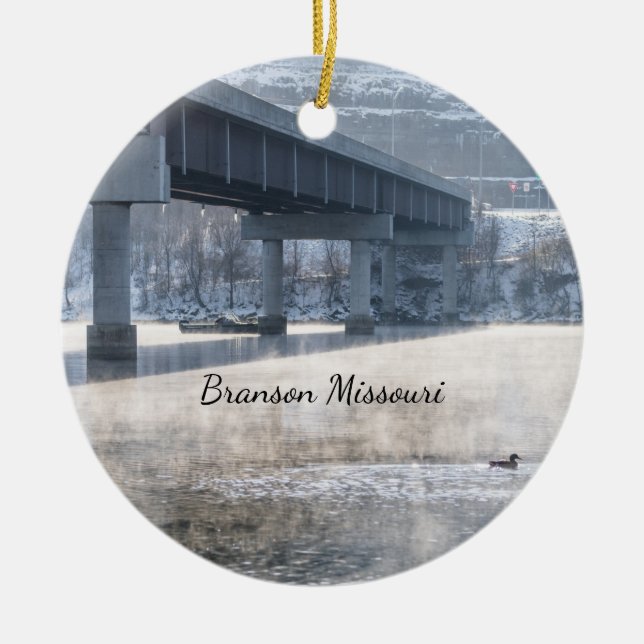 Sjö Taneycomo Foggy Winter Fishing Ornament (Framsidan)