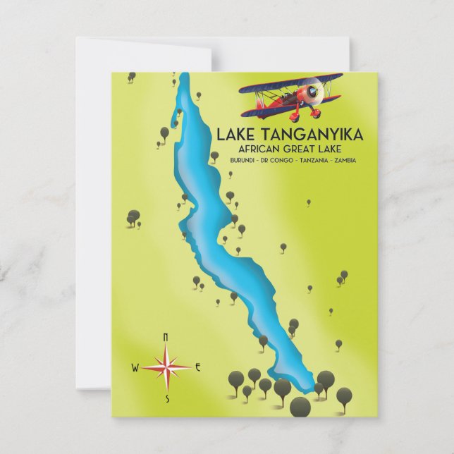 Sjö Tanganyika Afrikas Underbara sjö karta (Framsida)