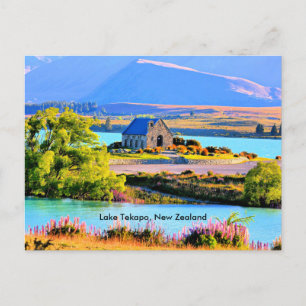 Sjö Tekapo, Nya Zeeland Helg Vykort