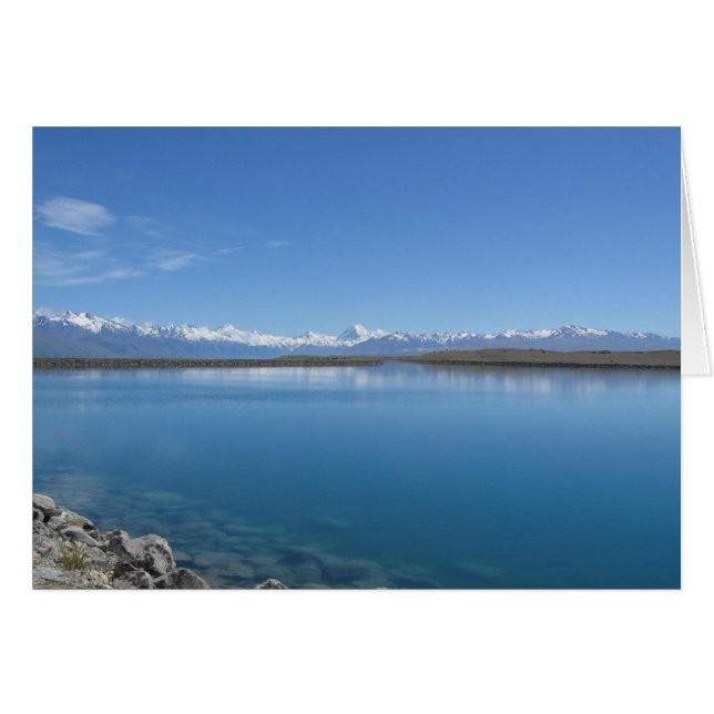 Sjö Tekapo, nyzeeländskt gratulationskort Hälsningskort (Framsidan Horizontal)