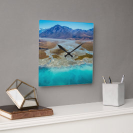 Sjö Tekapo och södra Alpernorna, Nya Zeeland Fyrkantig Klocka