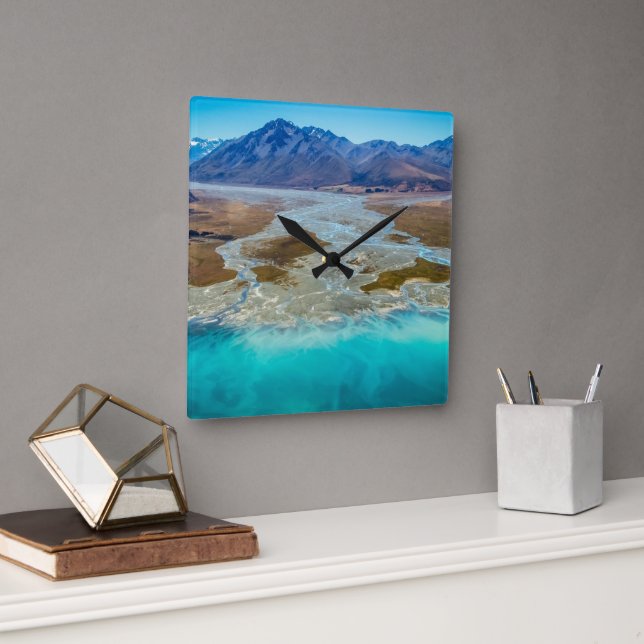 Sjö Tekapo och södra Alpernorna, Nya Zeeland Fyrkantig Klocka (Kontor)