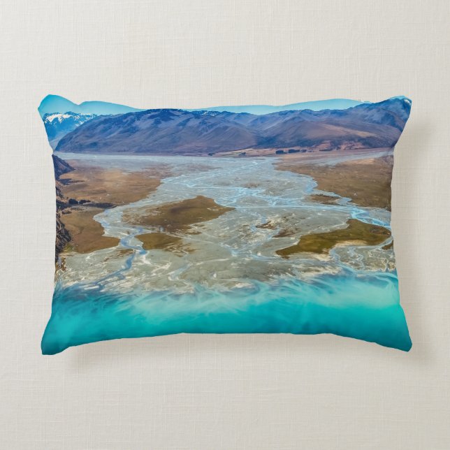 Sjö Tekapo och södra Alpernorna, Nya Zeeland Prydnadskudde (Framsidan)