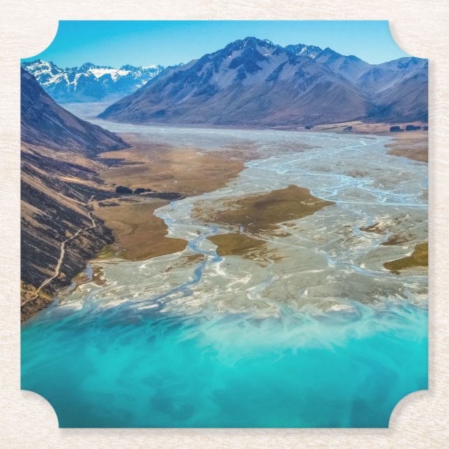 Sjö Tekapo och södra Alpernorna, Nya Zeeland Underlägg Papper (Framsida)