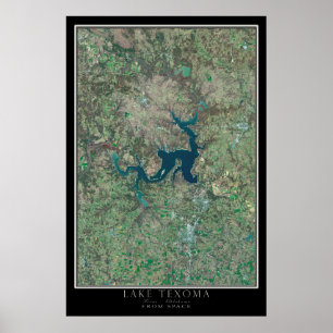Sjö Texoma Texas - Oklahoma Satellite Poster Karta