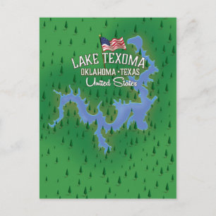 Sjö Texoma USA karta. Vykort