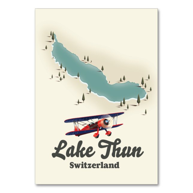 Sjö Thun Schweiz karta Bordsnummer (Framsidan)
