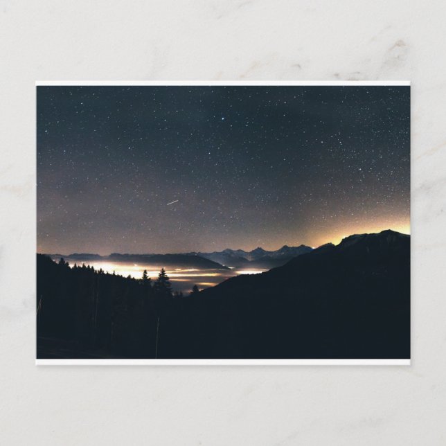 Sjö Thun, Schweiz och Starry Himmel Vykort (Framsida)