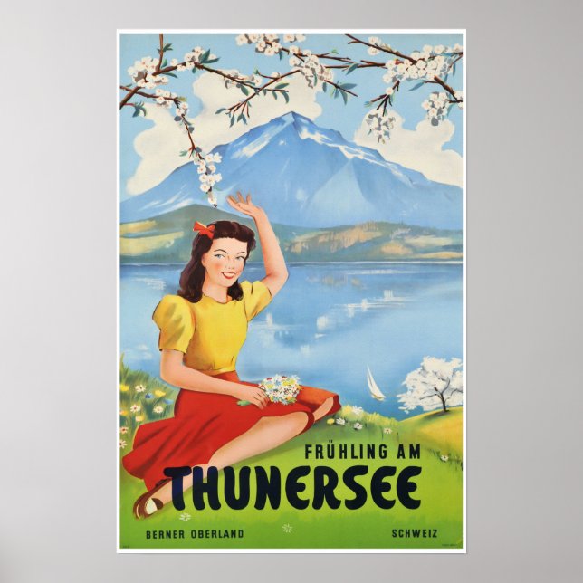 Sjö Thun, Schweiz, reseposter Poster (Framsidan)