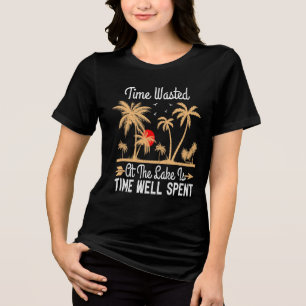 Sjö Tid Innebär Solnedgång Surfning Sommar Avslapp T Shirt