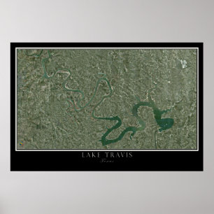 Sjö Travis Texas Satellite Karta Poster