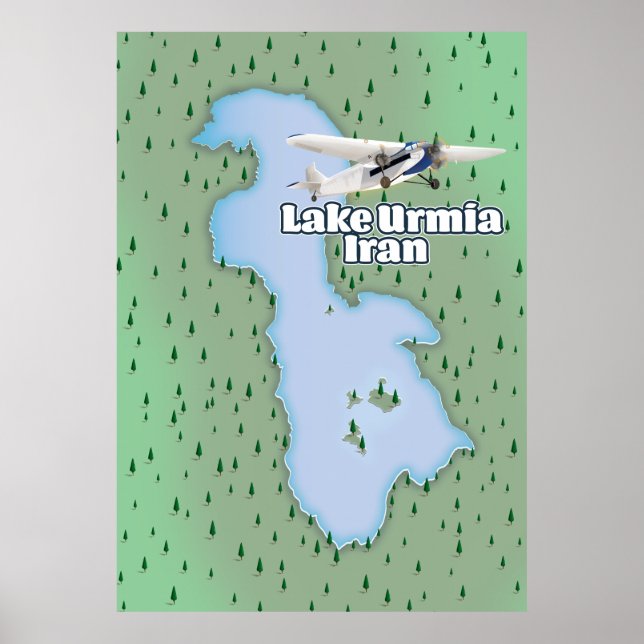 Sjö Urmia Iran Travel Karta Poster (Framsidan)
