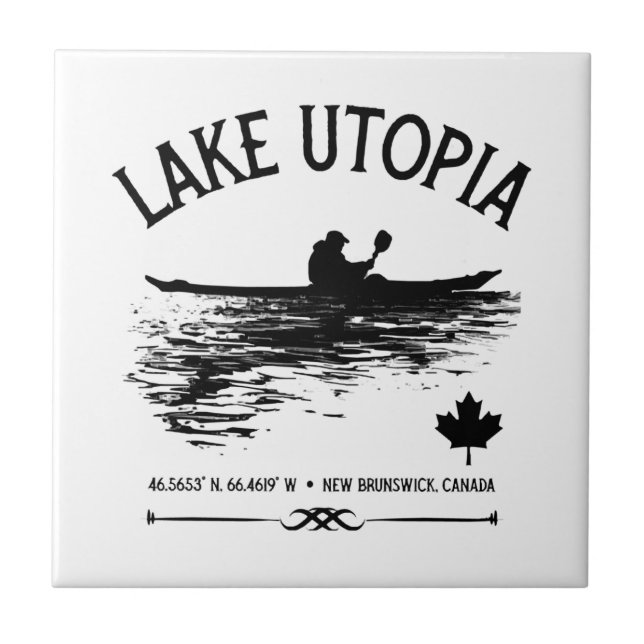 Sjö Utopia New Brunswick Canada Sjöar - Kayaker Kakelplatta (Framsidan)