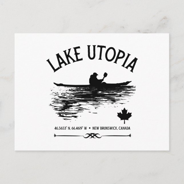 Sjö Utopia New Brunswick Kanada sjöar - Kanotist Vykort (Framsida)