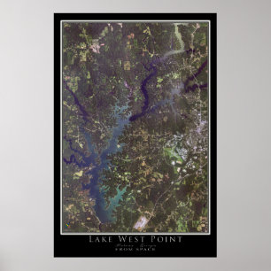 Sjö Väster Point Alabama - Georgia Satellite Karta Poster