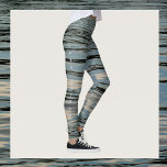 Sjö Vatten Blue Beige Black Anpassade Leggings<br><div class="desc">Rensande mörk vatten som reflekterar blå himmel och vita moln skapar dessa flerfärgade,  strimlade formgivningsfärger i blått,  svart,  grått och grädde. Anpassa den med namn i ett sjö som är favorit och ange eller radera sidtexten. Den här bilden är originalfotografi av vatten med JLW_PHOTOGRAPHY.</div>