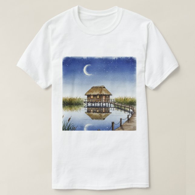 Sjö vid natt t shirt (Design framsida)