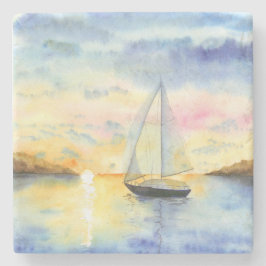 Sjö vid solnedgång stenunderlägg