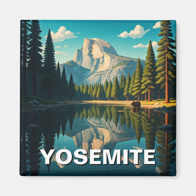 Sjö vid Yosemite nationalpark halv Dome Magnet (Framsidan)