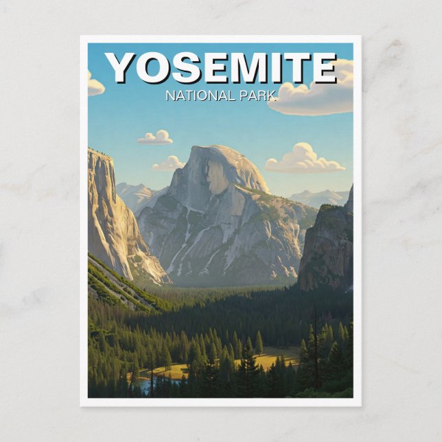 Sjö vid Yosemite nationalpark halv Dome Vykort (Framsida)