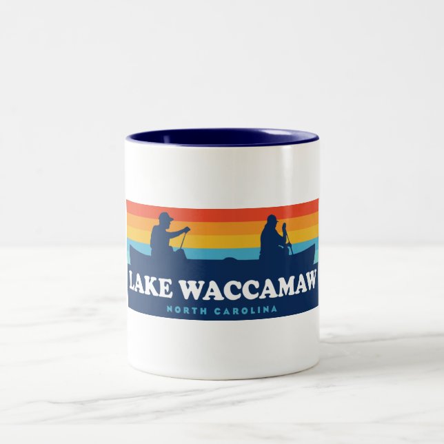 Sjö Waccamaw North Carolina Canoe Två-Tonad Mugg (Center)
