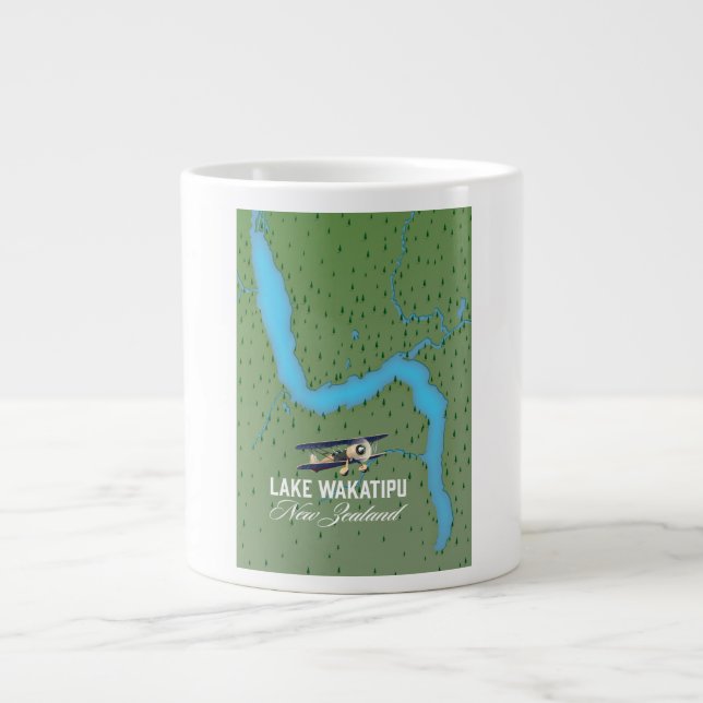 Sjö Wakatipu Nya Zeeland karta Jumbo Mugg (Framsidan)