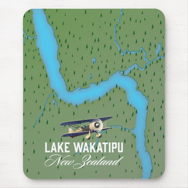 Sjö Wakatipu Nya Zeeland karta Musmatta (Framsidan)