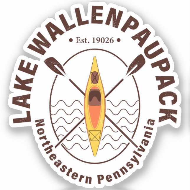 Sjö Wallenpaupack Pennsylvania Kayaking Fishing Klistermärken (Framsida)