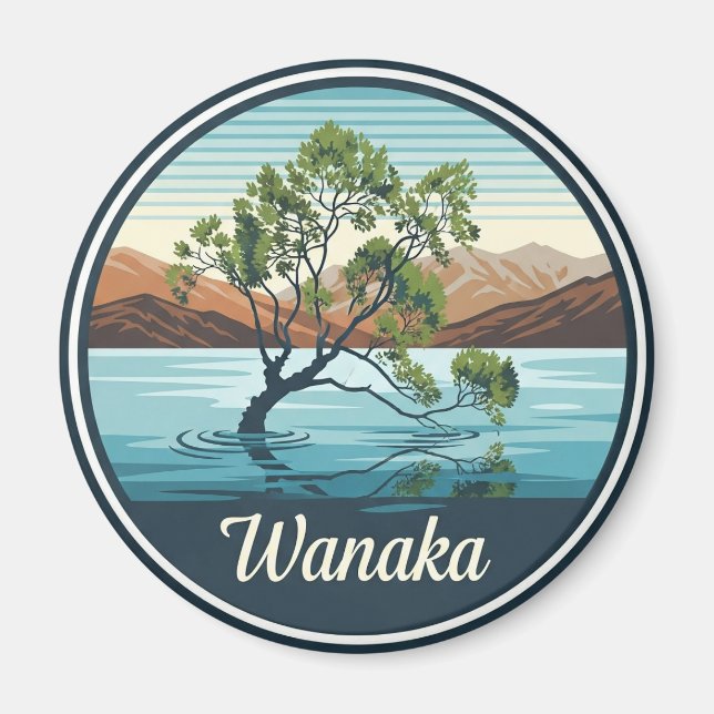 Sjö Wanaka Träd New Zealand Travel Magnet (Framsidan)