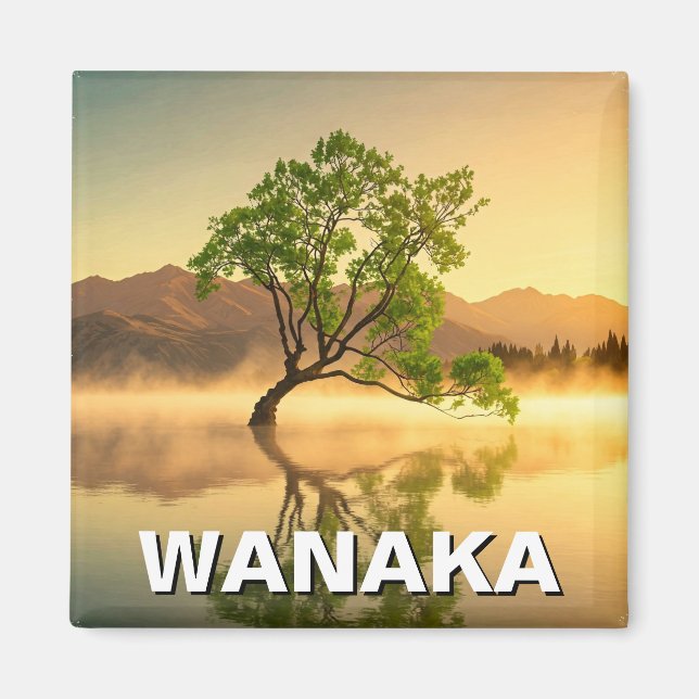 Sjö Wanaka Träd New Zealand Travel Magnet (Framsidan)