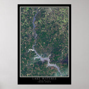 Sjö Wateree South Carolina Satellite Poster Karta