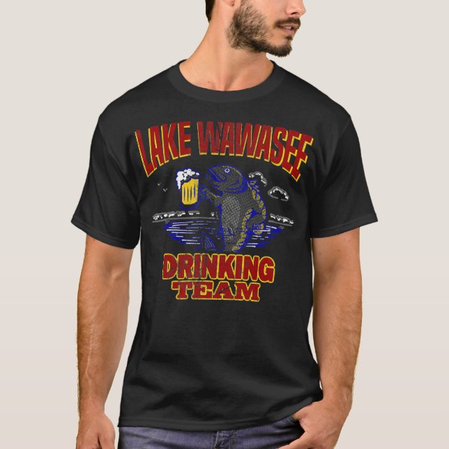 Sjö Wawasee Drinking Team Funny Beer Fishing T Shirt (Framsida)