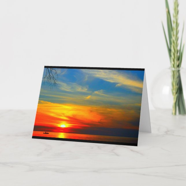 Sjö Wbollago Sunset any Tillfälle Card Kort (Framsida)