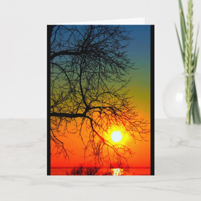 Sjö Wbollago Sunset tänker på dig Kort (Framsida)