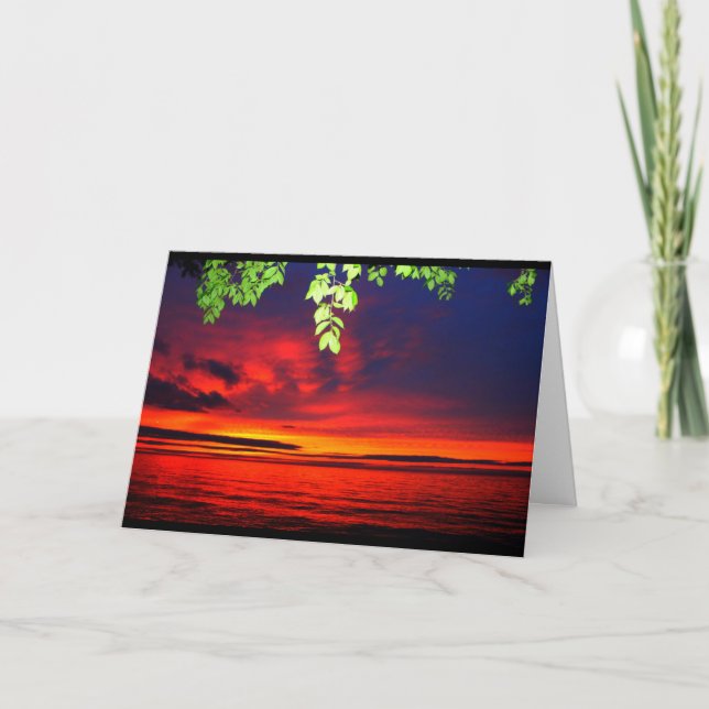 Sjö Wbollago Sunset tänker på dig Kort (Framsida)